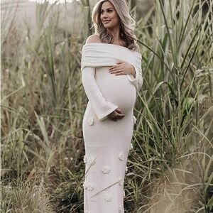 Elegant Off-Shoulder Maternity Dress